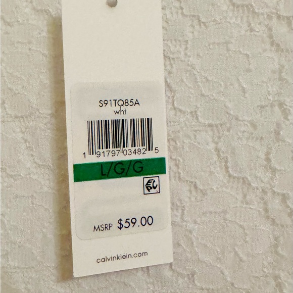 NWT Calvin Klein White Lace Tee - Picture 5 of 9